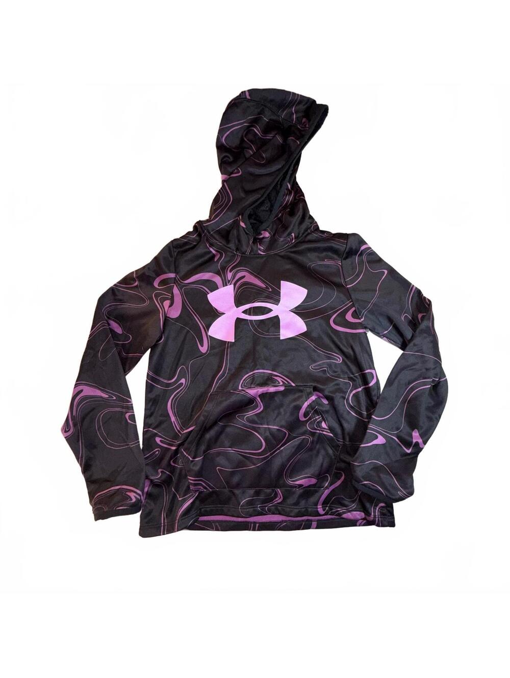 Under Armour Boys Black Purple Printed Hoodie Youth Medium